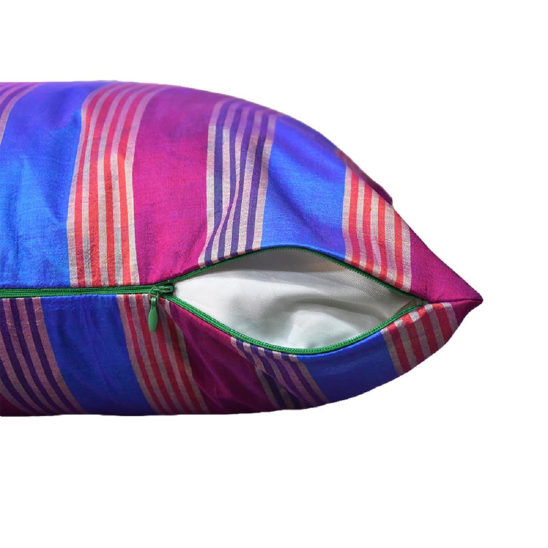 Housses de coussin décoratives faites à la main de 16 po x 16 po à rayures multicolores pour l'intérieur, ensemble de 1