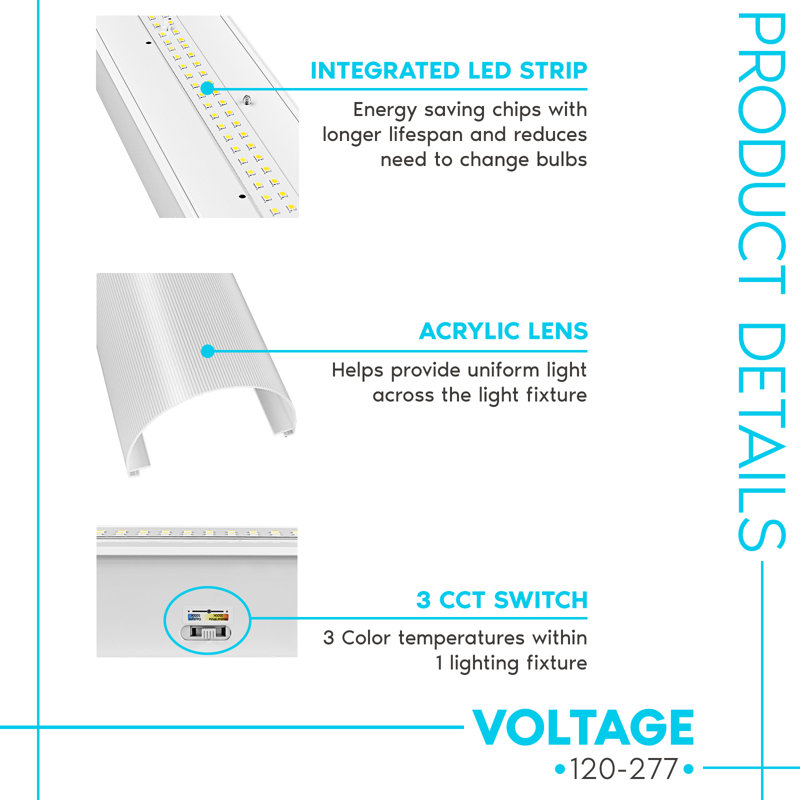 3' Selectable CCT Linear LED Shop Light