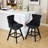 360-Degree Rotating With Velvet Upholstery, Button Design, Wooden Legs, Nailhead Trim, Soft Foam & Steel Spring Padding, Curved Back, Black, 2 Chairs For Dining Room , 360 Swivel Seat Cushioning,-823860941