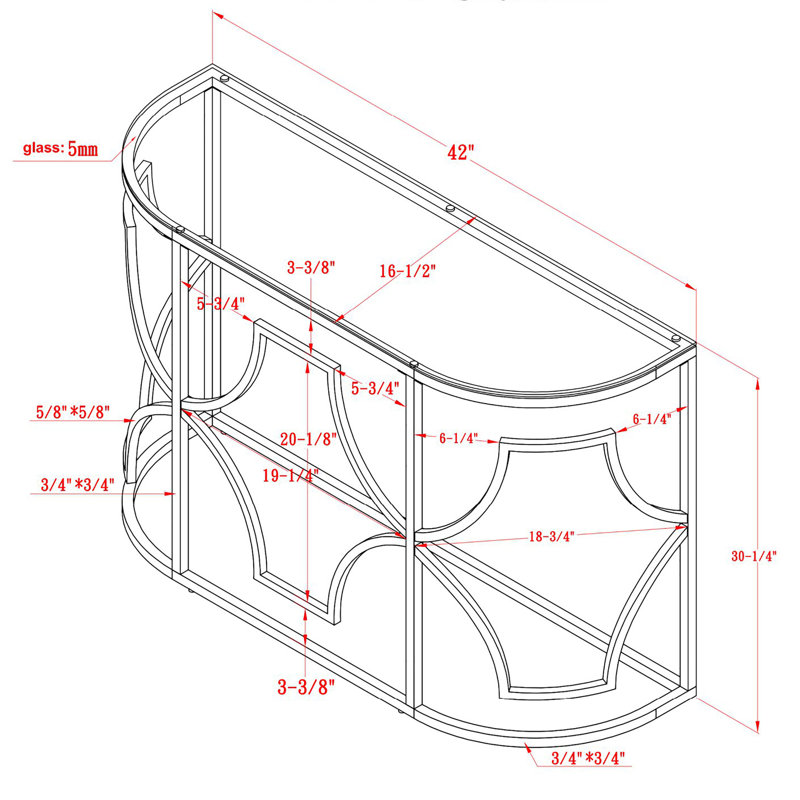 Fullerton 42'' Glass Top Console Table