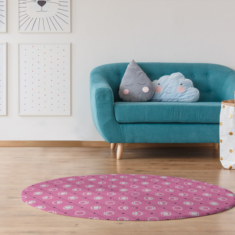 Chenille Geometric Indoor Rug, Round 5'