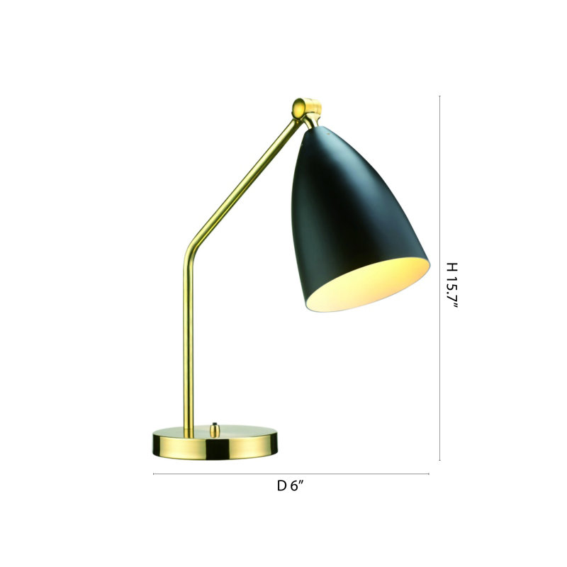 Lampe de table 1 lumière en laiton avec abat-jour noir