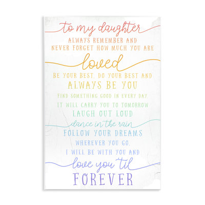 «My Daughter Love You Forever Quote», art mural sur toile surdimensionné par Daphne Polselli