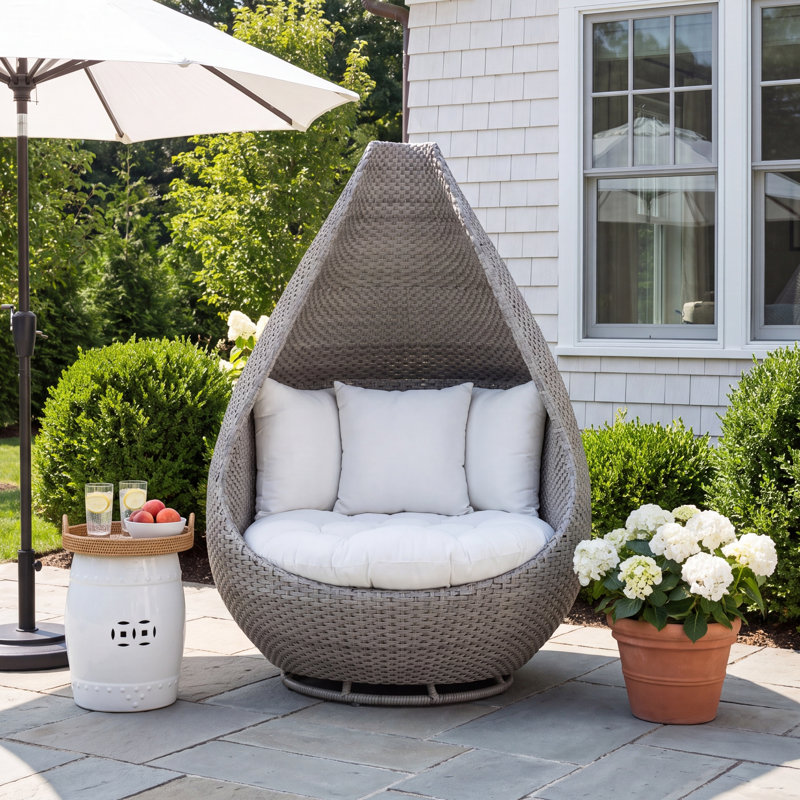 Umber Grey Wicker Cuddle Chair
