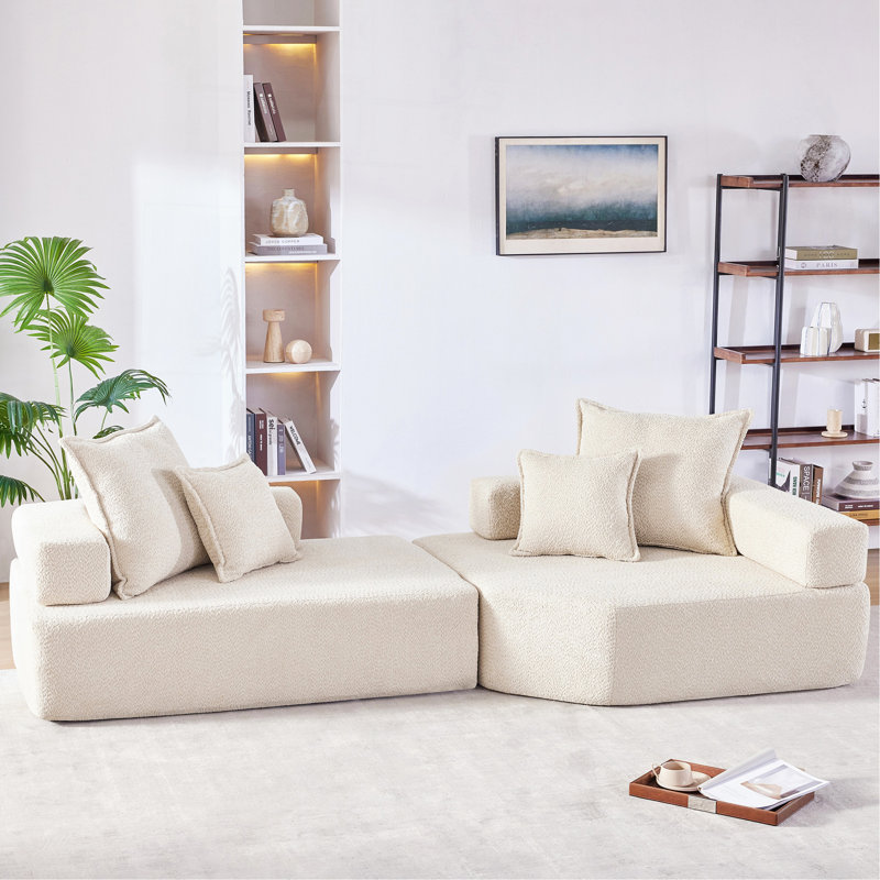 Canapé modulaire surdimensionné surdimensionné, ensemble de canapé de plancher Boucle de luxe, canapé convertible compressé, canapé spacieux rempli de mousse pour le salon, combinaison gratuite de 2 PC, 2 couleurs