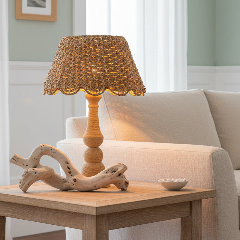 Lampe de table en rotin 26 "avec gradateur tactile USB 3 voies Onda
