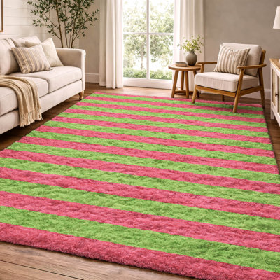 Premium Machine Washable Dream Shag ADS530 Striped Rug