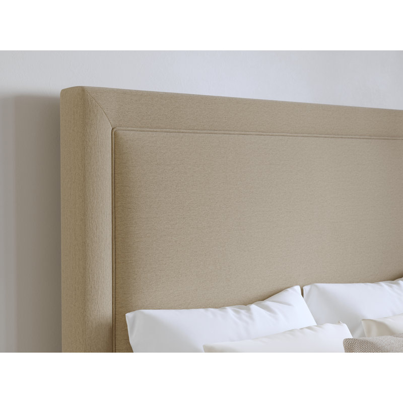 Lit tapissier standard à profil bas Evart, Grand, Beige