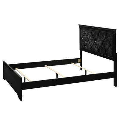King Size Panel Bed With Upholstered Headboard And Fascinating Button Tufting, Black Finish Establishment Feature Dazzling Made Of Strong Wood by Latitude Run