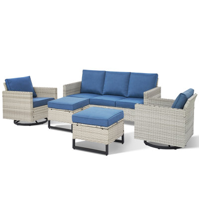 Wavel 74" Outdoor Wicker Patio Sofa with Cushions by Latitude Run