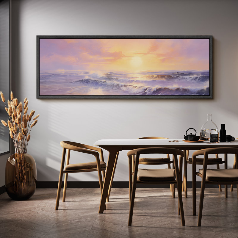 «Coastal Beach Sunset Surge Dynamic Ocean Waves», reproduction d'art rétro sur toile, H 20 po x l 60 po
