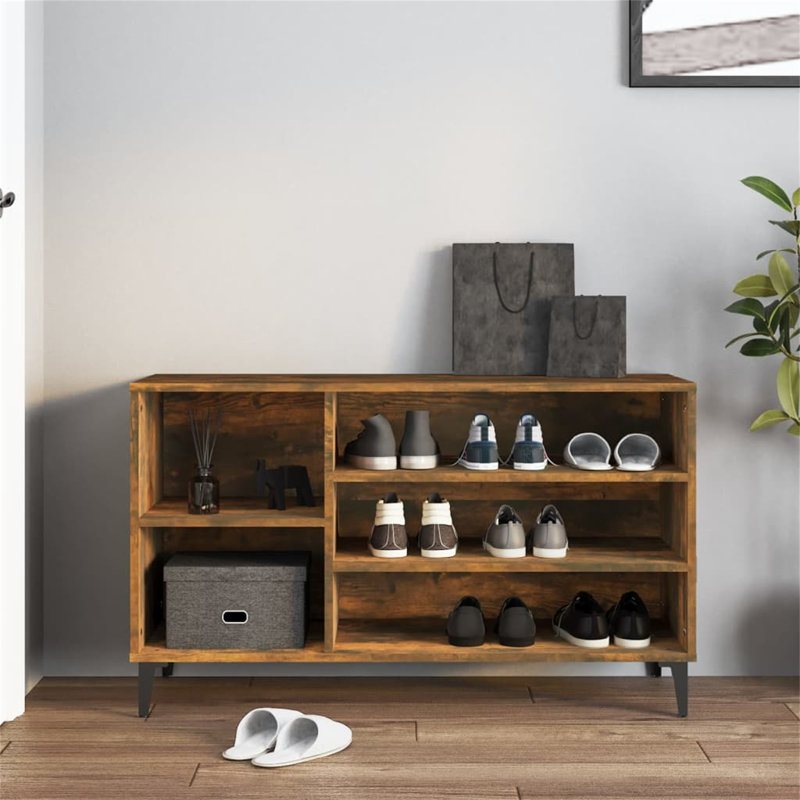 Behruz 11 Pair Shoe Storage Cabinet, Brown, white and pink