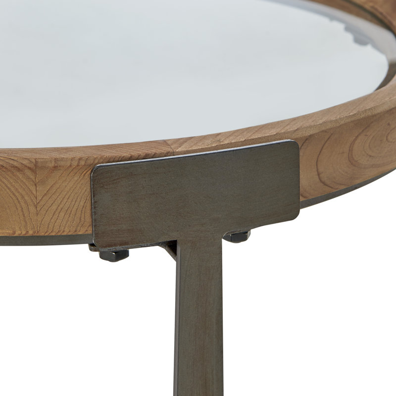 Aguon Glass Top Cross Legs End Table