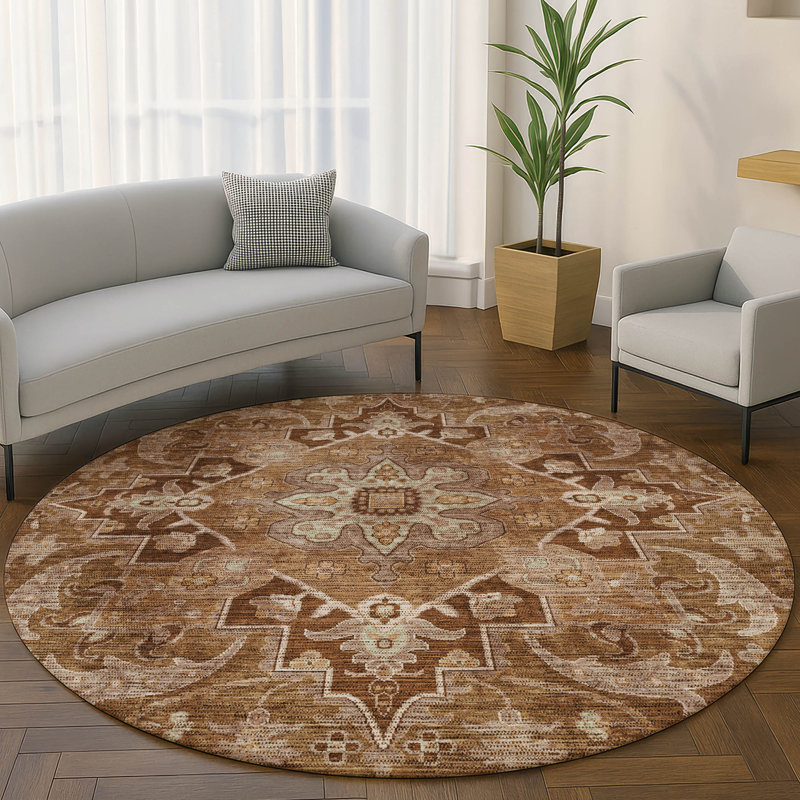 Tapis de qualité supérieure Mayfield Global, Terra Cotta, Rond 8 pi