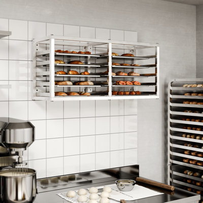 AmGood 10 Tier Wall Mounted Half Size Sheet / Bun Pan Rack. 40 in. x 13 in. x 18 in.