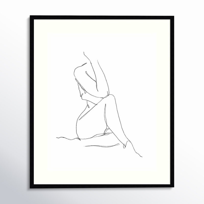 «Nude Contour S Croquis I», reproduction de photo encadrée sur papier, H 37 po x l 31 po, Papier avec cadre noir