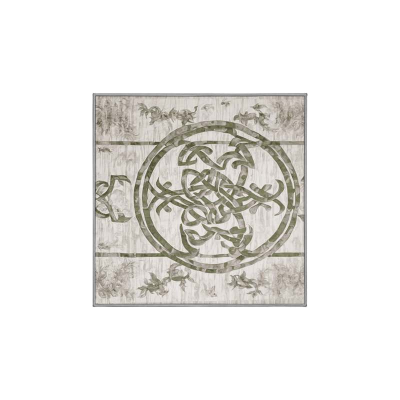 Machine Washable Gray Area Rug, Square 3'