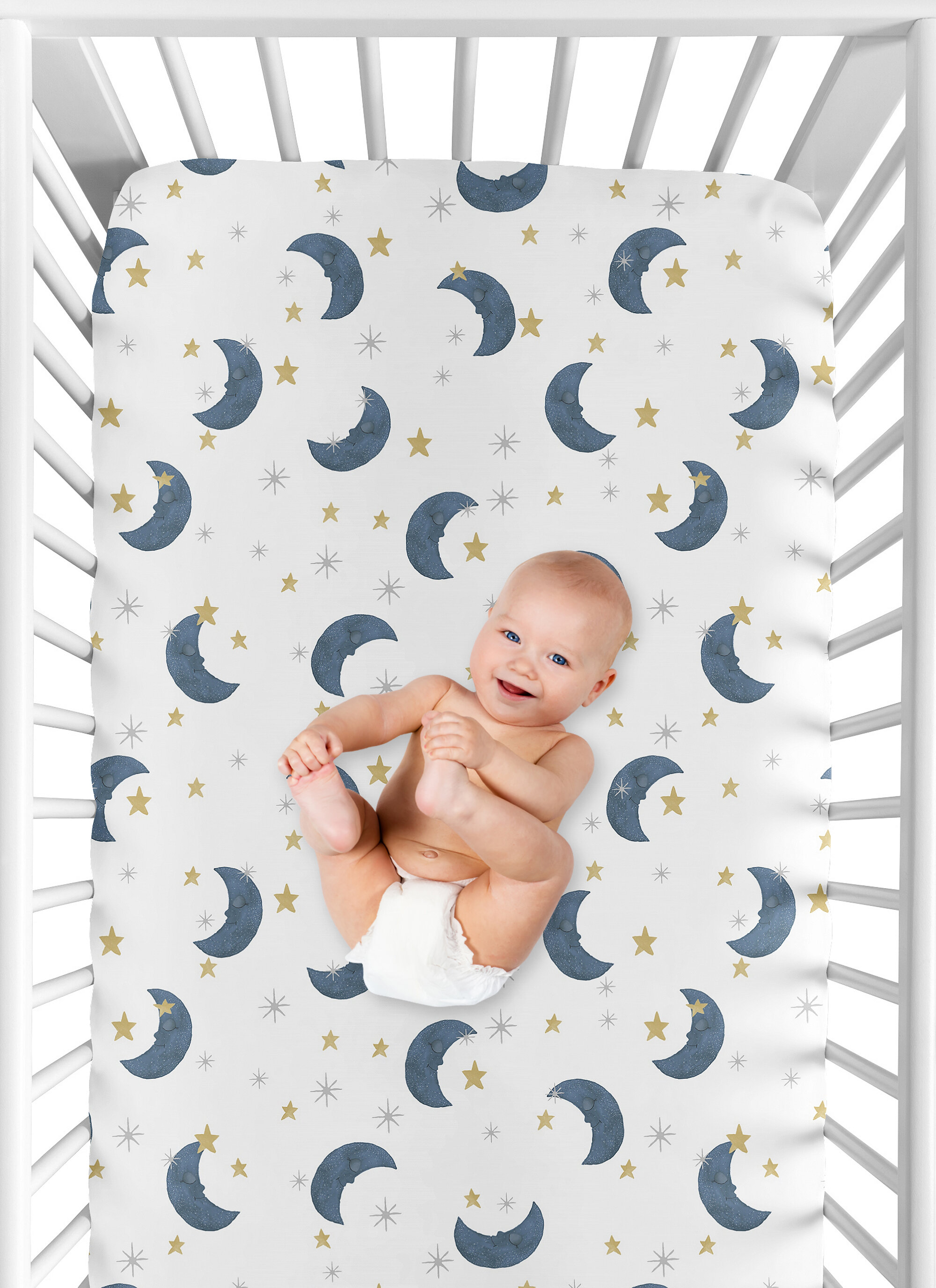 Crib bedding set clearance moon and stars