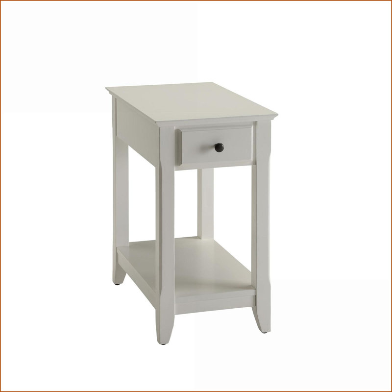 Table basse avec 1 tiroir et finition blanche Bertie Tablette de rangement, facile à assembler Rangement polyvalent