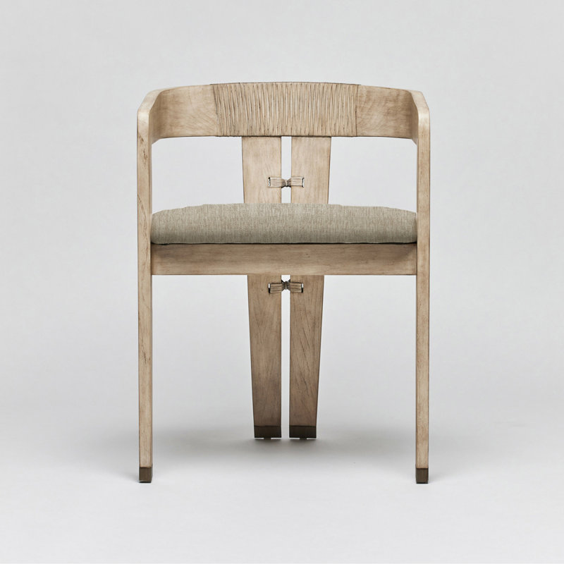 Maryl III Upholstered Arm Chair, Washed White, Fawn Sisal