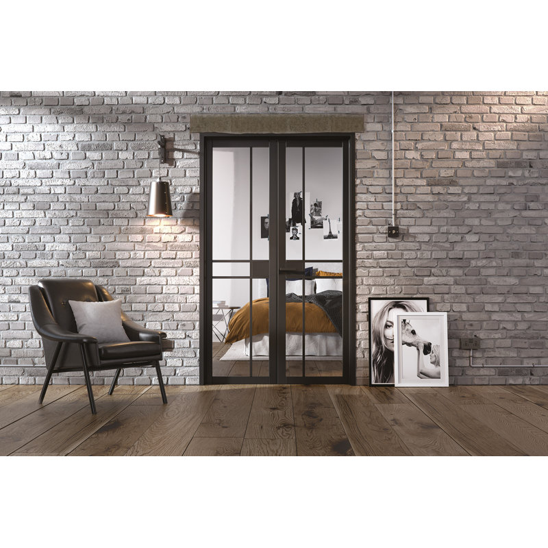 Greenwich Black Clear Glazed Internal Door W4 Pair
