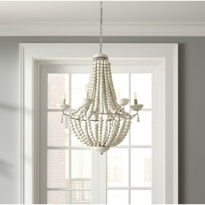 Lustre à six lumières argent et blanc Empire