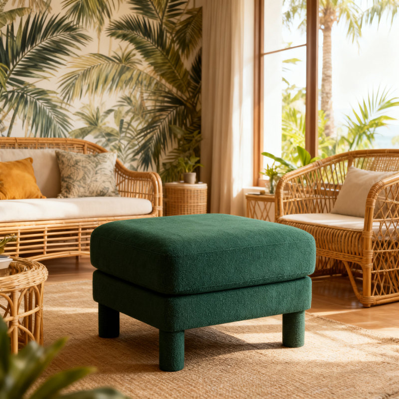 Repose-pieds en polyester avec quatre pieds robustes, Vert
