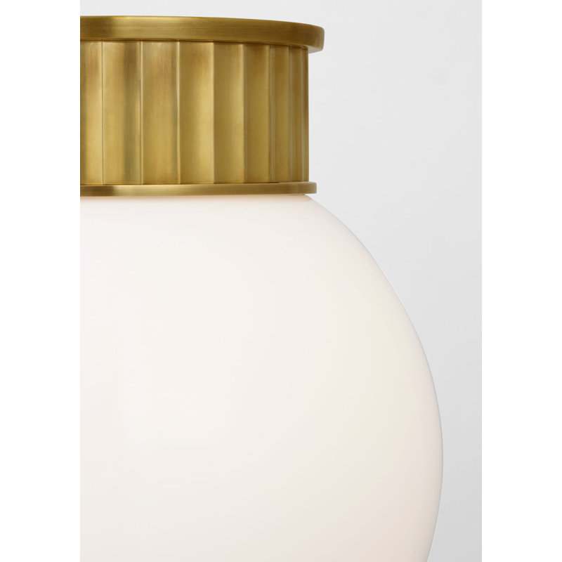 Cavill Flush Mount with White Glass, Natural Brass, 13.25" H x 11.5" W x 11.5" D