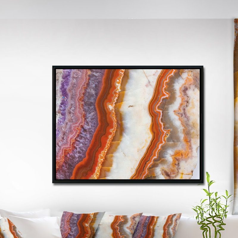 Corwin Abstract 'Colourful Stone Stripes' Graphic Art, 30" H x 40" W x 1.5" D, Floater Framed Canvas