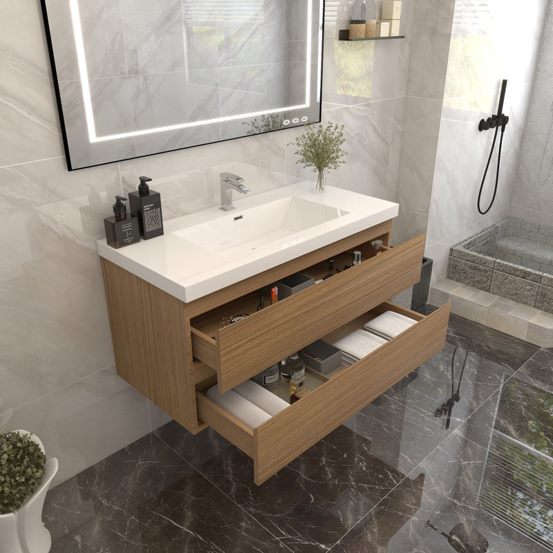 Ensemble de meuble-lavabo mural simple l 42 po Turnerville, Bois de rose