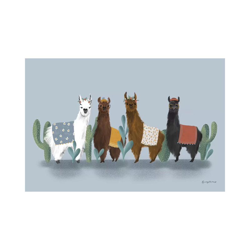 Delightful Alpacas V by Becky Thorns - Wrapped Canvas Print, 20.32 cm H x 30.48 cm W