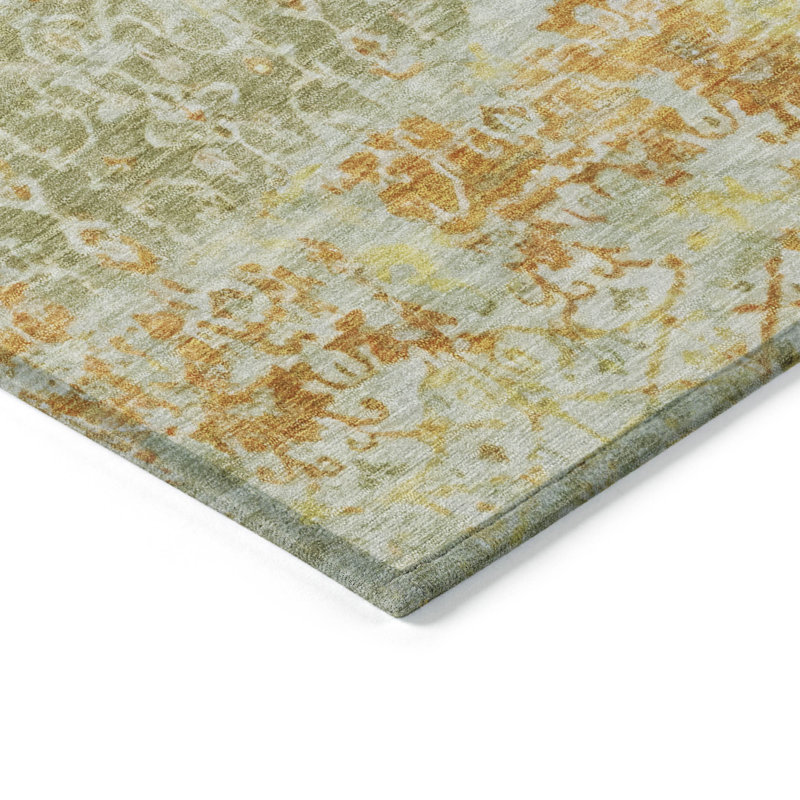 Machine Washable Indoor/Outdoor Xhevrie Sage Rug, Rectangle 2'6" x 3'10"