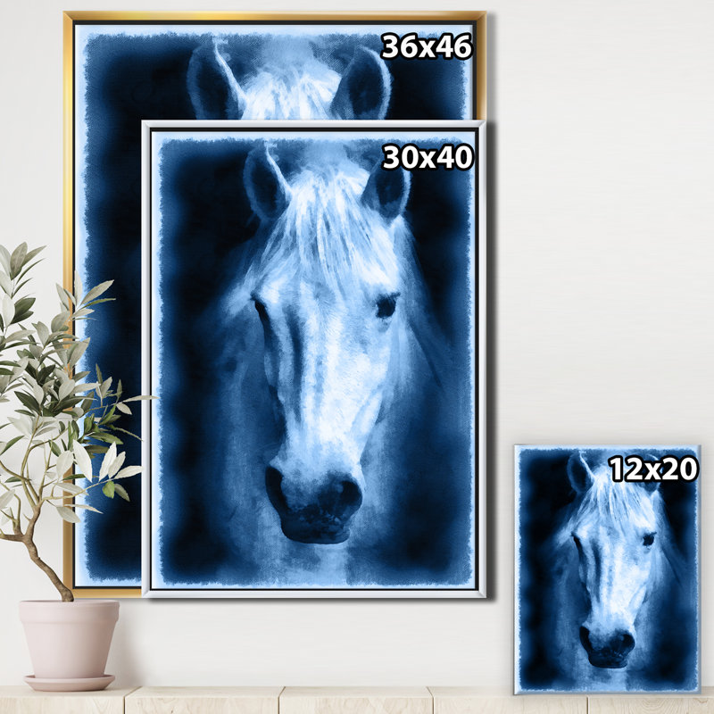 Cheval de ferme VII-reproduction d’art sur toile, H 46 po x l 36 po x P 1,5 po, Cadre flottant blanc