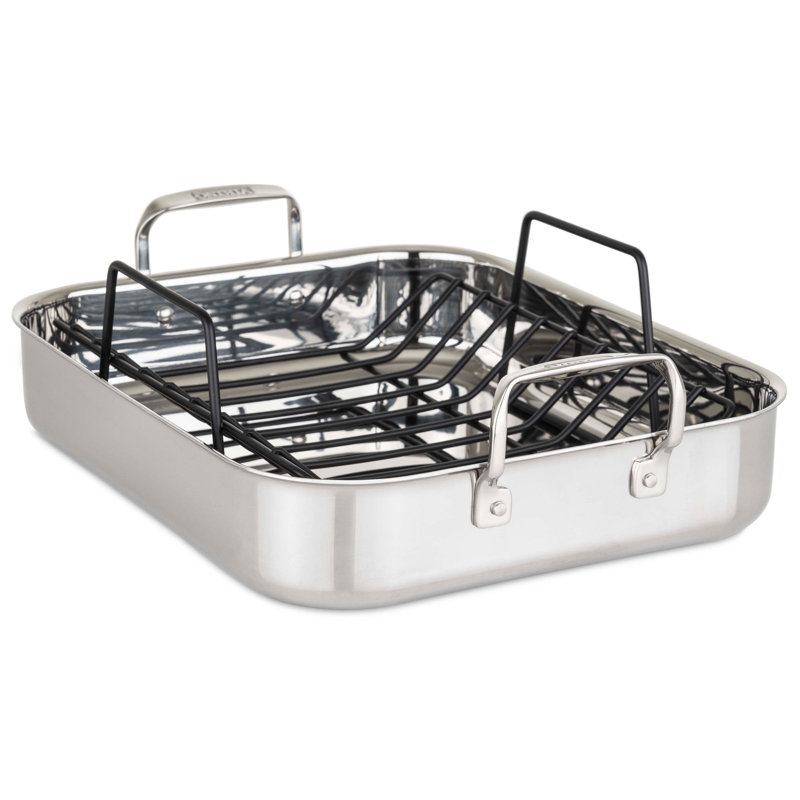 Viking 3 Ply Stainless Steel Roasting Pan with Rack and Thermometer Set