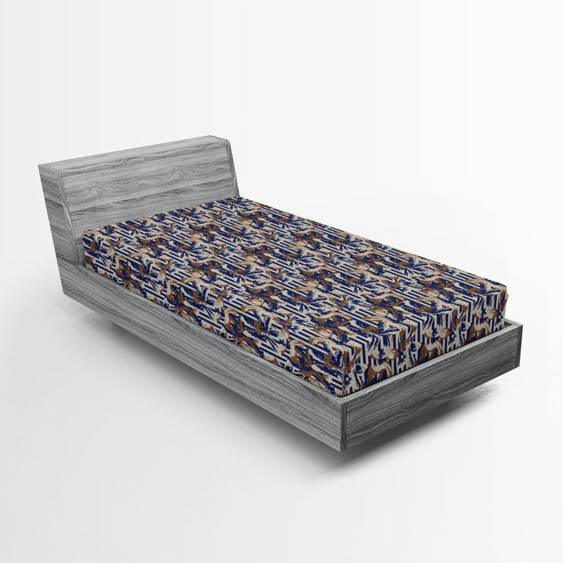 Drap-housse à motif de feuilles Ambesonne, Drap-housse de taille simple