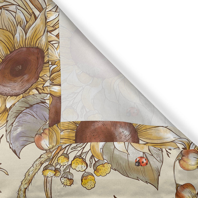 Red Barrel Studio® Floral Grommet Curtain Summer Bloom Floral Pattern 50" x 72" Chocolate Mustard and Cream, 50" W x 54" L
