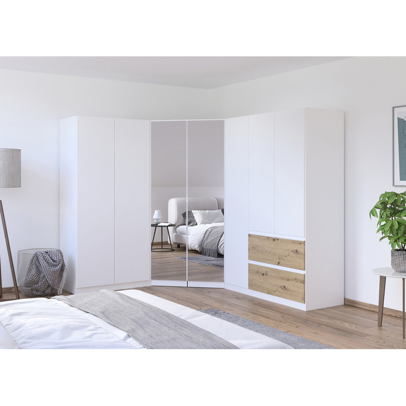Wardrobe wardrobe set COSTA handle-less front, push-to-open, White/Oak Artisan