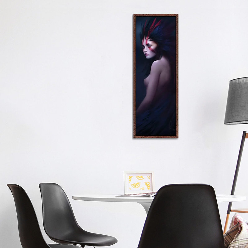 Black Swan by Melanie Delon - Panoramic Print on Canvas, 121.92 cm H x 40.64 cm W, Classic Brown Wood Framed