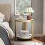 Tables de bout en faux marbre à 2 niveaux avec tablette de rangement, table d'appoint de style moderne pour le salon, chambre à coucher (ensemble de 2)