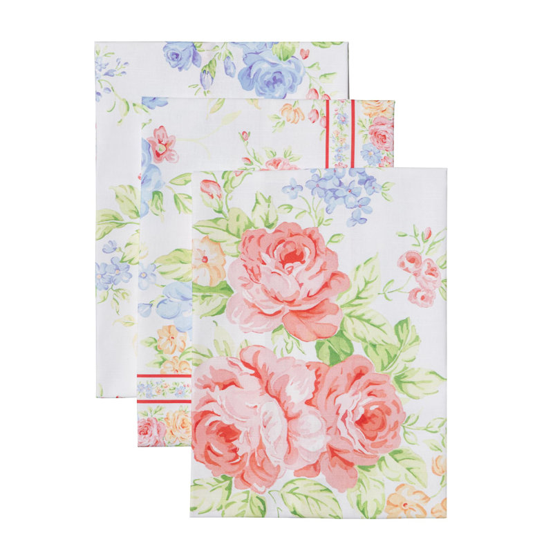 Ensemble de 3 torchons de cuisine Maison d'Hermine Vintage Floral 100 % coton - 51 x 70 cm