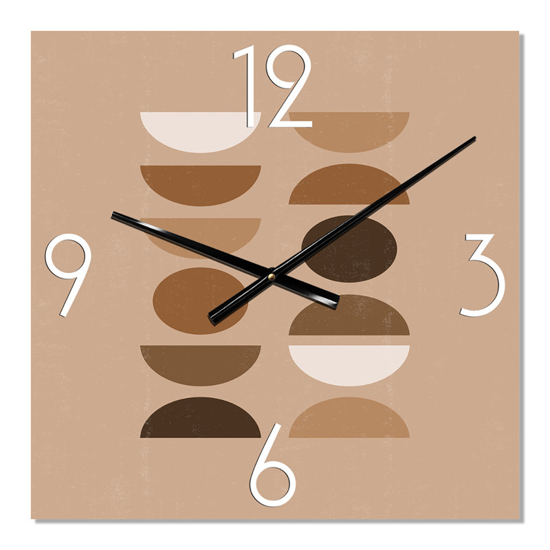 Horloge murale abstraite à motif géométrique abstrait soleil lune II, Moyen