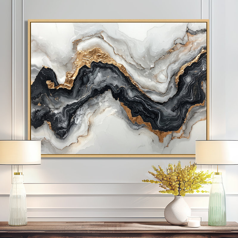 Altom - Abstract Wall Art, H 34 po x l 44 po, Cadre flottant, Crème, crème