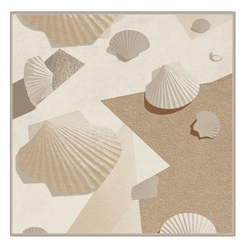 Tapis géométrique beige lavable à la machine Gregorey, Carré 8 pi