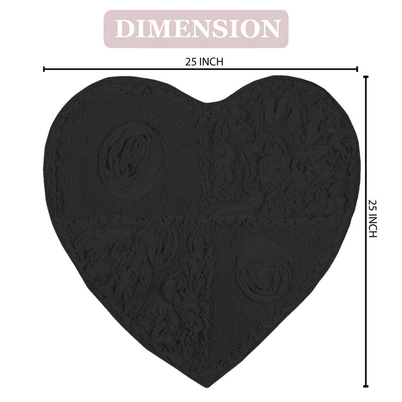 Schoenberger Heart Bath Rug 25"x25", Black