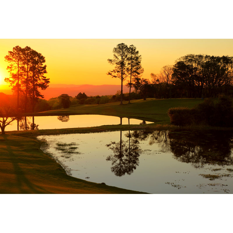 Relaxing Sunset Landscape by Agustavop - No Frame Print on Canvas, 30cm H x 46cm W