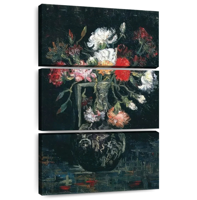 Vase With White And Red Carnations, 57" H x 36" W