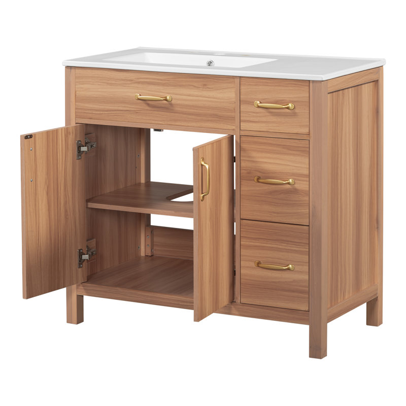 Meuble-lavabo en bois 36 po avec cadre en bois massif
