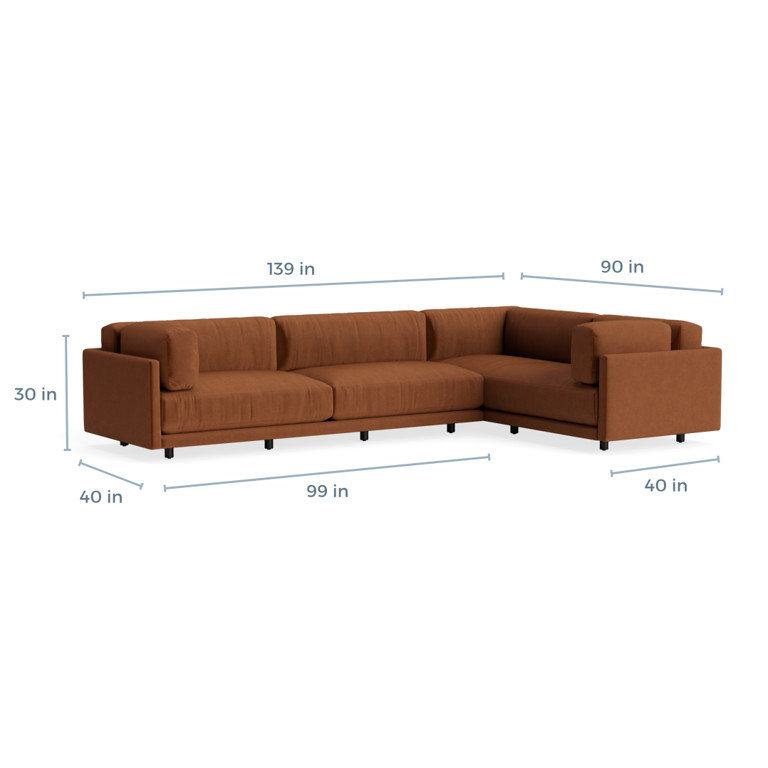 MTO - Sunday L Sectional Sofa, Copper Velvet, Left
