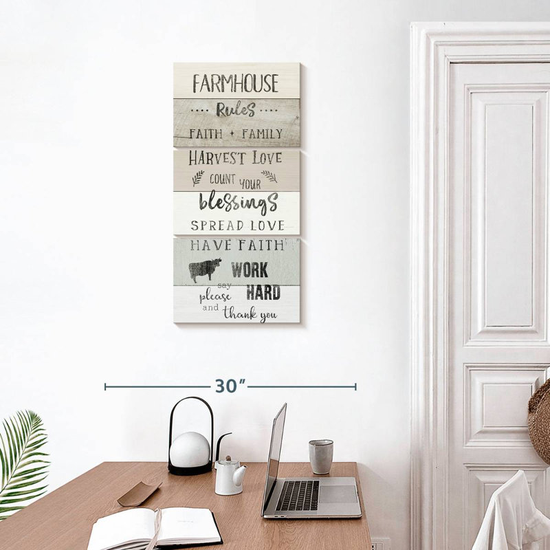 Plaque murale Farmhouse Rules, H 32 po x l 15 po