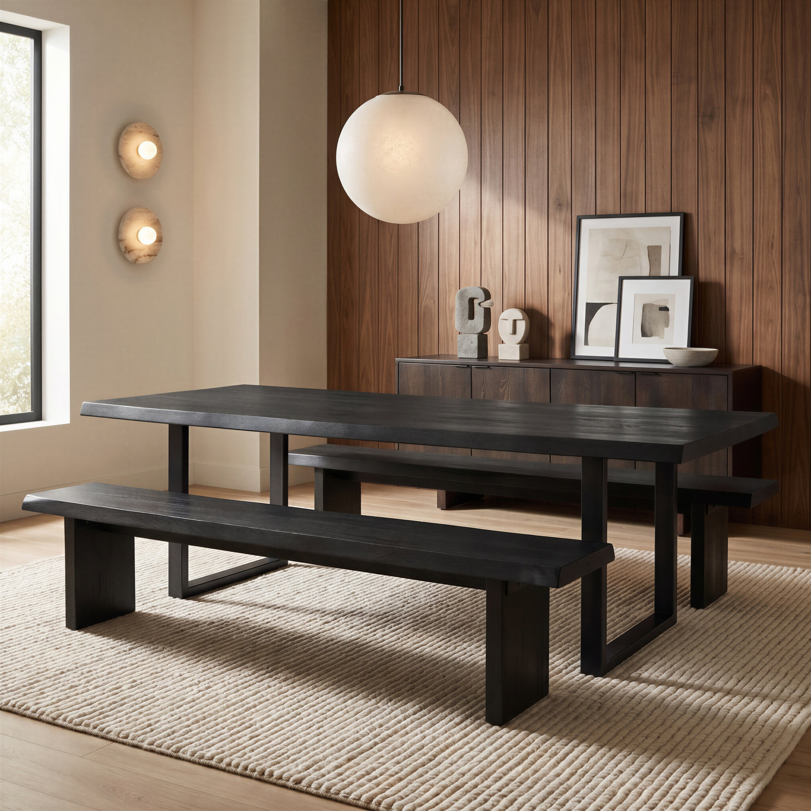 Colin Acacia Dining Table, 29.75"H x 116"L x 40"W, Ebonized, Black